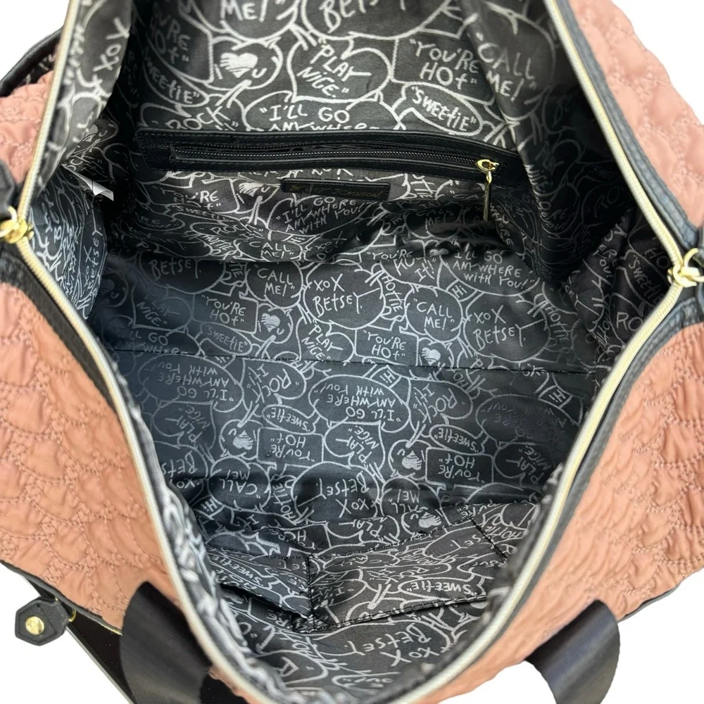 Betsy Johnson Quilted Travel Baby Duffle Bag